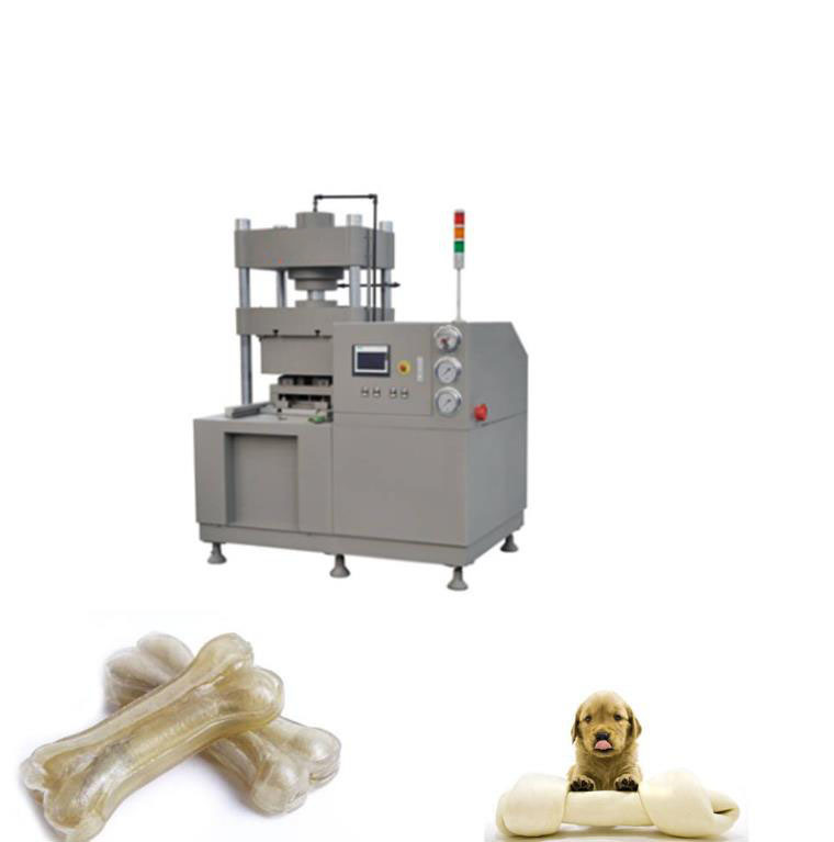 सामग्री के रूप में काउहाइड, पिगस्किन या चर्मपत्र के साथ पालतू खाद्य मशीनरी पालतू चबाने की हड्डी