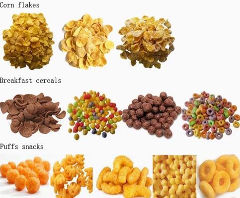 सीई प्रमाण पत्र चिप्स और स्नैक्स मकई पफ एक्सट्रूडर मशीन SS304 380v 50hz 400-500kg/h