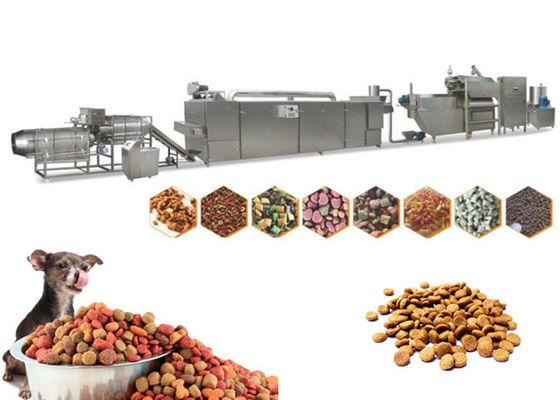 पीएलसी ट्विन स्क्रू एक्सट्रूडर 300KG / hr पालतू खाद्य उत्पादन लाइन