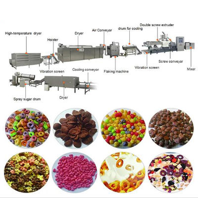 नाश्ता अनाज और मकई का फ्लेक्स उत्पादन लाइन / पफ स्नैक Extruder मशीन