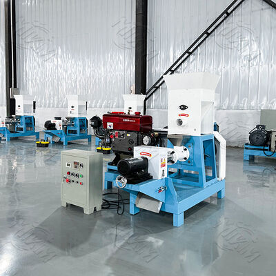 कस्टम डीजल चालित फ्लोटिंग फिश फ़ीड पेलेट बनाने की मशीन 100kg/h स्टेनलेस स्टील 220V पालतू भोजन extruder