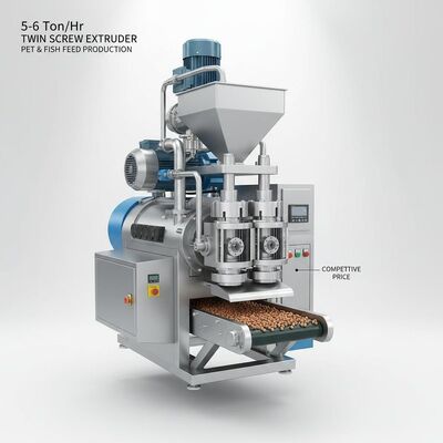 Newly Designed 5-6 Ton Per Hour Twin screw Pet Food & Fish Feed Extruder Machine Competitive Price floating fish feed pellet making machine
