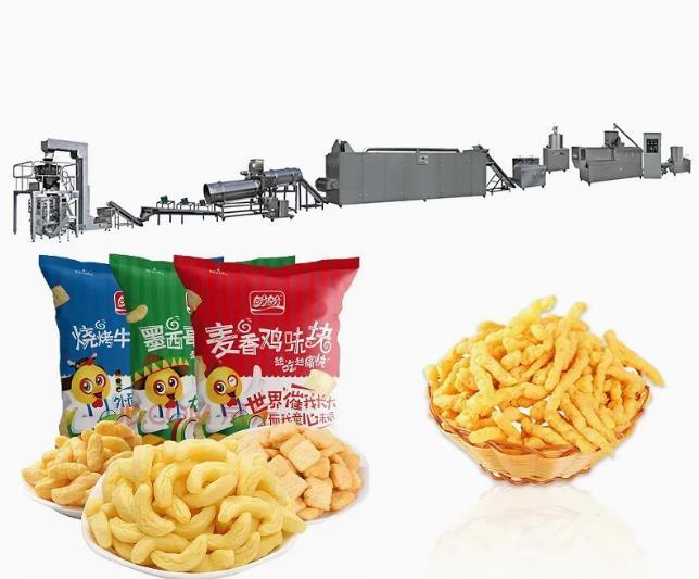 खत्म मिश्रण, extruding, आकार देने के साथ पफ मकई नाश्ता खाद्य प्रसंस्करण लाइन